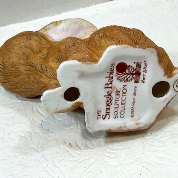 Bunny Rabbit Porcelain Sculpture Snuggle Babies 1988 River Shore 4.5"x3.5" - Picture 3 of 12